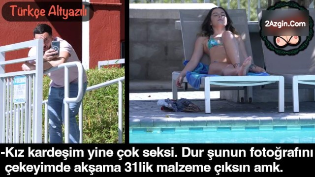 Havuz Kenarındaki Üvey Kız Kardeşini İnleterek Sikiyor